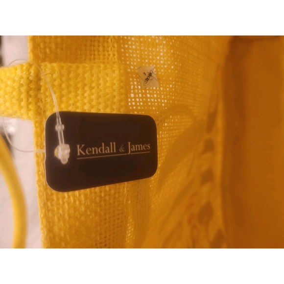 Kendall+James Bright Yellow Natural Jute Tote Bag W/Fun In The Sun In Sequins - Picture 4 of 9